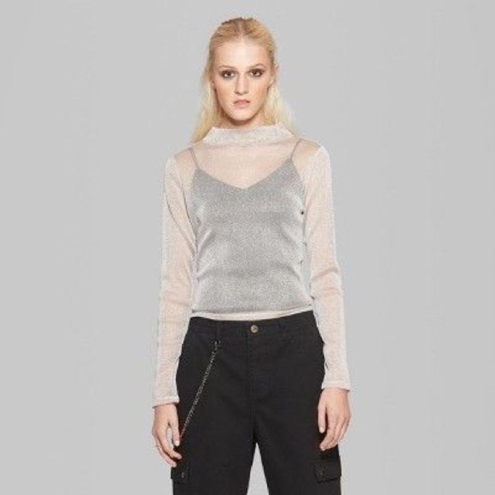 Wild Fable Shimmer Mock Neck Tee